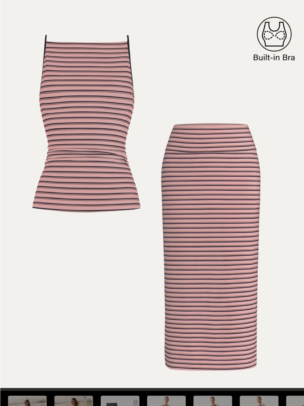 OGL Skirt and Top Set in Pink and Navy Stripe